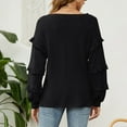 thumbnail image 5 of gakvbuo Fall Women'S Casual Sexy Fashion Long Sleeve V-Neck Ruffle Lantern Sleeve Pullover Top Shirt Blouse, 5 of 5