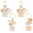 thumbnail image 6 of 4pcs Alloy Enamel Keychains with Alloy Rings Flower Golden Mixed color 63~73mm 4pcs/set, 6 of 7