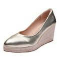 thumbnail image 1 of IUJSOY Womens Platform Espadrilles Wedge Sandals Slip on Closed Pointed Toe High Heels Pumps Shoes, 1 of 7