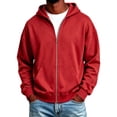 thumbnail image 4 of Dwellite Mens Zip Up Hoodie Comfort Sweatshirt Everyday Wear Blouse with Pocket Long Sleeves Full Zipper Tops Red XL, 4 of 4