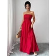thumbnail image 5 of Off Shoulder Pleated Maxi Dress for Women – Strapless Tube Top Summer Dress with Tiered Skirt, 5 of 10