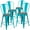 Crystal Teal-Blue, variant on Flash Furniture 4 Pk. 24" High Copper Metal Counter Height Stool with Back and Wood Seat