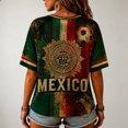 thumbnail image 5 of Mexico 2026 Soccer Cup Fan Jersey for Women, V-Neck Short Sleeve T-Shirt with Flag Color & Soccer Graphic Print, Breathable Casual Sports Tee Pullover Top, 1 PC Wine S, 5 of 5
