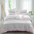 thumbnail image 2 of Pink Striped Bedding 3 Piece Duvet Cover Set Twin Size, Multicolor Grey White Horizontal Stripes Soft Microfiber Comforter Cover with Zipper Closure & Pillowcases, Wrinkle & FadeResistant Quilt Cover, 2 of 9