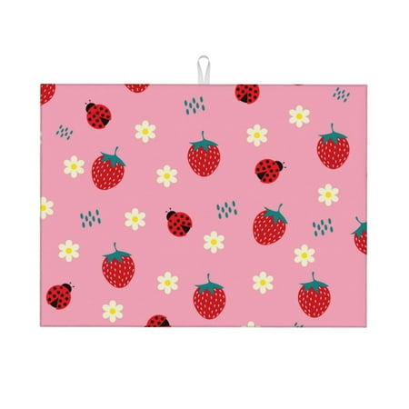 

Gaeub Strawberry and Ladybugs Print Dish Drying Mats For Kitchen Counter Kitchen Drying Mat Large Dish Drying Pad for Kitchen Counter Microfiber Dish Drying Mat for Sinks Drainer Mats 18x24in