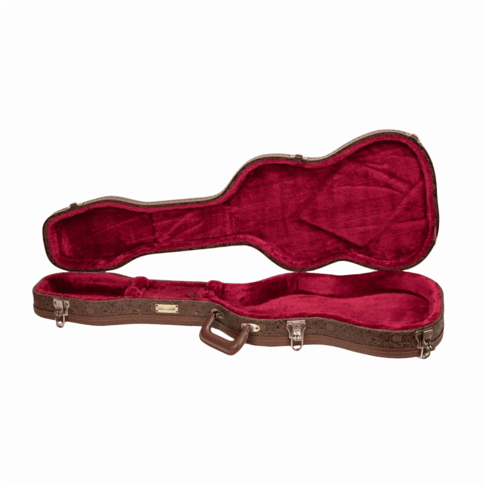 Crossrock Designer Series- Universal Wooden Case for Stratocaster and Telecaster Electric Guitars- Security Lock, Metal Feet, Storage Space- Blossom Brown
