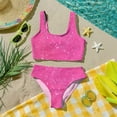 thumbnail image 6 of CCRFTGI Swimsuits for Child Girls Size 6-7 2 Piece Set Swimming Bathing Suit Beach Vacation Sequin Print Bikini Set Cute Summer Girls Clothes Swim Suit Kids Bikini Hot Pink 1-2 Years, 6 of 9