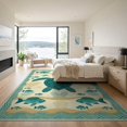 thumbnail image 3 of ODIKA 9'x12' Washable Area Rug Non-Shedding, Easy Care Turtle Beachy Ocean Entry Themed Teal Bathroom Long Nautical Flowing Dynamic for Master Suite, California King, Under Bed, 3 of 7