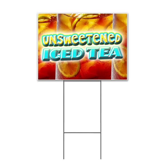 Unsweetened Iced Tea V2 (18" X 24") Yard Sign, Includes Metal Step Stake
