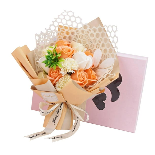 Ramo artificial de flores de jabón, adorno de mesa, regalo decorativo para familiares y amigos. Naranja