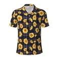 thumbnail image 2 of Daiia Royal Blue Plaid Sunflower Pattern Men’s Polo Shirts,Solid Deck Shirt,Classic Fit, Breathable Cotton Polo for Casual and Sport Wear-X-Large, 2 of 7