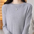 thumbnail image 3 of Womens Thin Knitted Sweaters, Fall Sweaters for Women Lightweight Casual Fleece Solid Color Crewneck Long Sleeve Pullover S-2XL, 3 of 5