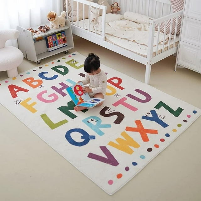 LIULA Children Educational Learning Area Rug 2.6' x 5.3',Kids Playroom Rug-Soft Alphabet Nursery Rug for Bedroom-Playtime Collection, Learning & Game Carpet for Classroom,Best Shower Gift