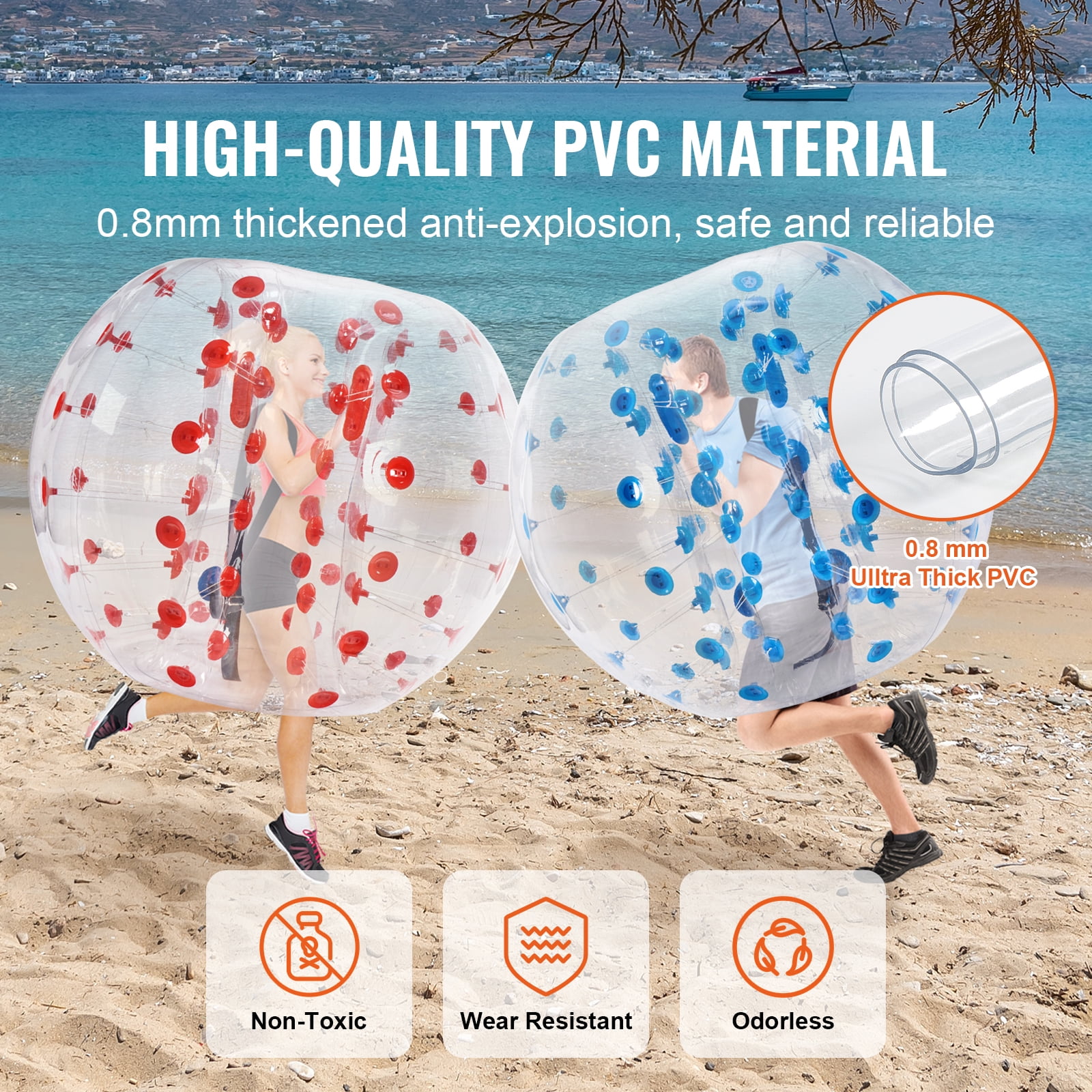 KFFKFF 2-Pack 5FT/1.5M Inflatable Bumper Balls Sumo Zorb Balls for Teens & Adults