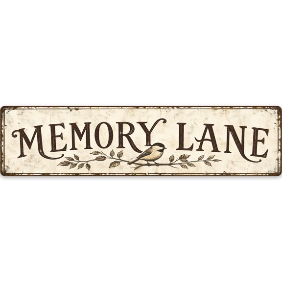 Rustic Memory Lane Metal Wall Decor Sign 16x4 Inch