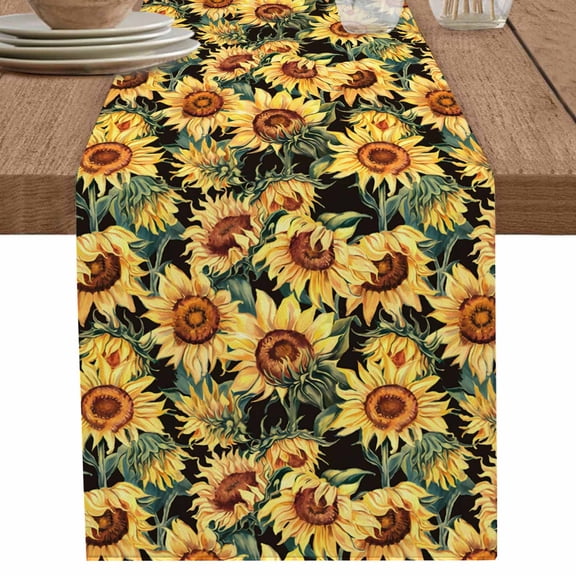 nqOlkjepod Retro Sunflower Table Runner 90 Inches Long Farmhouse Dress Scarves, Farmhouse Floral Botanical Dining Tablerunner for Coffee Table/Kitchen Island/Party Décor, 13" x 90"