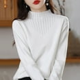 thumbnail image 6 of Gyexs Turtleneck Tops for Women Soft Turtleneck Long Sleeve Wool Sweater Fall Loose Knit Pullover Sweater Tops Fall Winter Outfits, White, Size XXL, 6 of 6