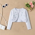 thumbnail image 2 of Gubotare Girls Shrugs for Dresses Girls Long Sleeve Cardigan Kids Button Closure Knitted Shrug Cropped Sweaters Tops Size 5T 6T (White,5-6 Years), 2 of 5