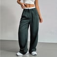 thumbnail image 4 of Cutuoiiu Women's Work Pants Striped High Waisted Wide Leg Casual Work Office Long Trousers with Pockets Gifts, 4 of 7