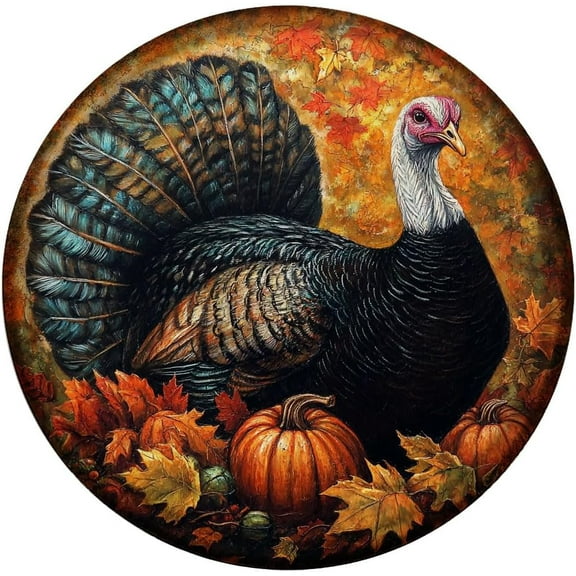 Round Metal Sign Thanksgiving Turkey Signs Vintage Tin For Home Kitchen Garden Yard Office Decor 8x8 Inch