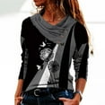thumbnail image 1 of Pntutb Mujeres Casual Cruz Skew Collar Botones Impreso Blusa de manga larga Camiseta tops Pntutb Pntutb-7294, 1 of 8