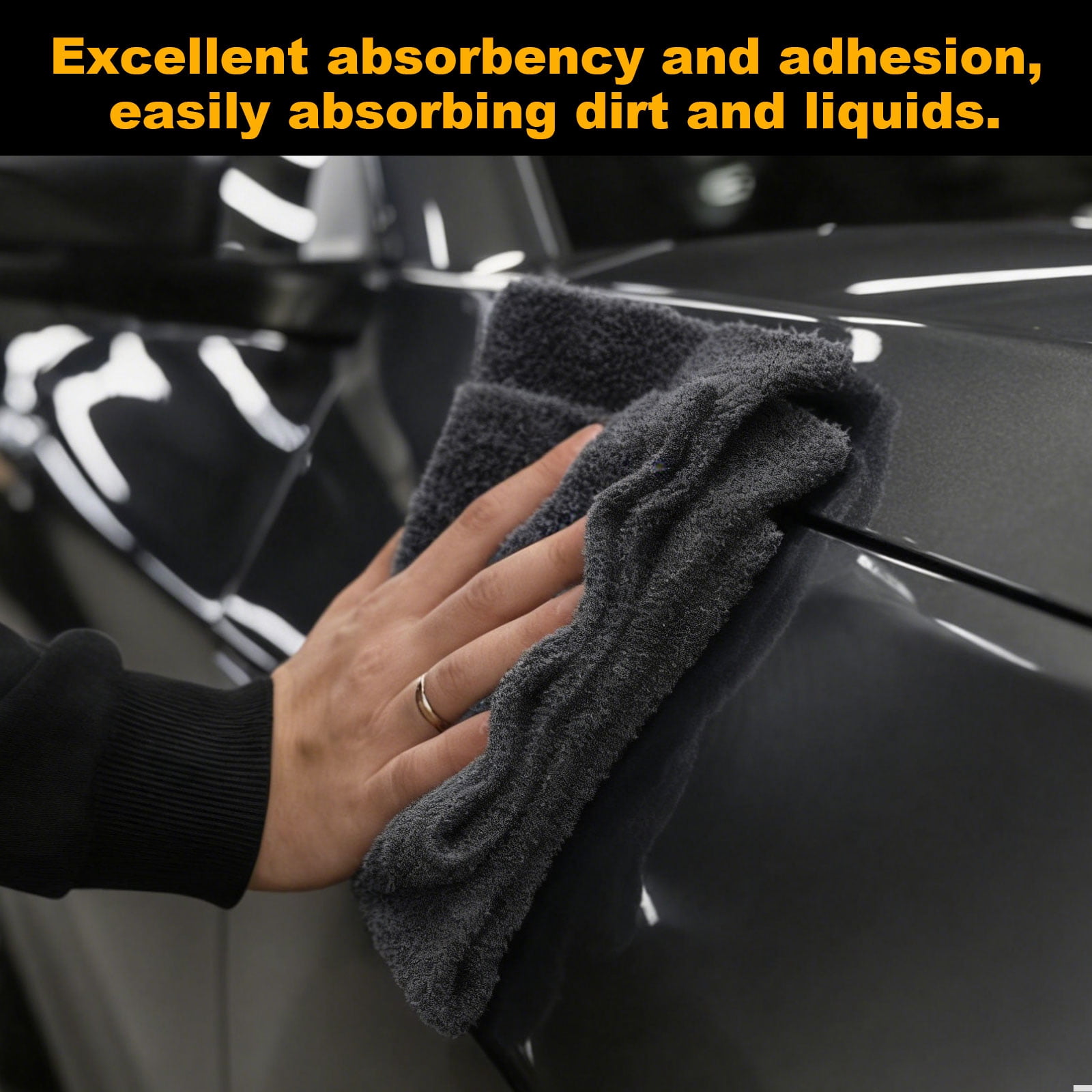 Uxcell Car Microfiber Towels 23.62 x 35.43 Inch Ultra Absorbent Microfiber Towel Care Polishing Detailing Waxing Cloths Double Layer for Car Kitchen Window, Grey(1100GSM)