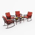 thumbnail image 5 of 6 Pieces Patio Furniture Set, Outdoor Rocking Chairs Set of 2, Wicker Conversation Sets Porch Chairs with Side Table for patio（Orange）, 5 of 10