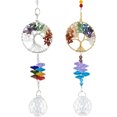 thumbnail image 1 of Paquete de 2 atrapasueños de cristal colgante, colgantes de cristal del árbol de la vida para ventana, jardín, decoración del hogar, 1 of 5
