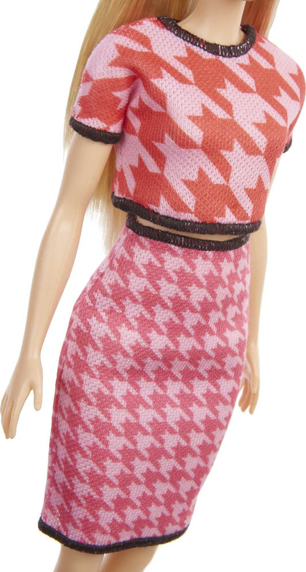 Barbie Fashionistas Doll #169 with Long Blonde Hair in Houndstooth Crop Top & Skirt - image 5 of 7