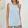 thumbnail image 4 of purcolt Womens Chiffon Tank Top Pleated Sleeveless Crew Neck Flowy Shirt Dressy Casual Loose Fit Tunic Blouse Summer Beach Tops, 4 of 8