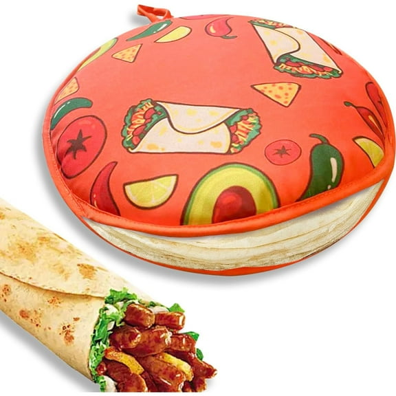Large Insulated Tortilla Warmer - 30cm Microwavable Fabric Pouch Keeps Tacos, Naan & Flatbread Warm for 60 Minutes, Ideal for Family Meals (Orange)