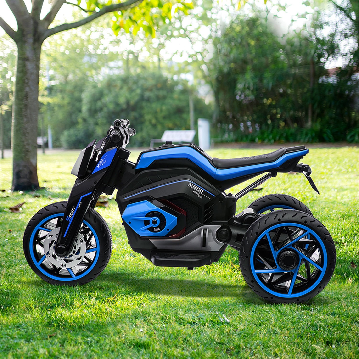 CIPACHO 12V Electric Motorcycle for Kids, Kids Ride On Motorcycle w/ 3 Wheels, Lights, Music, Battery Powered Trike Electric Toy for Children, Blue CIPACHO 12V Electric Motorcycle for Kids, Kids Ride On Motorcycle w/ 3 Wheels, Lights, Music, Battery Powered Trike Electric Toy for Children, Blue