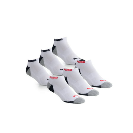 Puma 6-Pack No Show Mens Socks Stay-Up Cuff and Heel Cushioned Arch