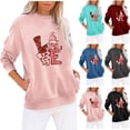 thumbnail image 4 of Valentine's Day Sweatshirt for Women Long Sleeve Crew Neck Casual Pullover Tops with Pockets Graphic Printed Cute Shirt(Wine,M), 4 of 4
