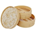 thumbnail image 3 of Multiple Sizes Cooking Tools Dumpling Bao Bun Basket with Lid Steam Pot Bamboo Steamer 2 Tiers 25.5CM, 3 of 8