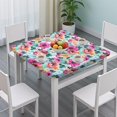thumbnail image 3 of Pioneer Flower Floral Print Pattern Square Fitted Tablecloth with Elastic Edge,Square Table Cover,Washable Elastic Table Cover for Home Kitchen Party Decor 34"x34", 3 of 6