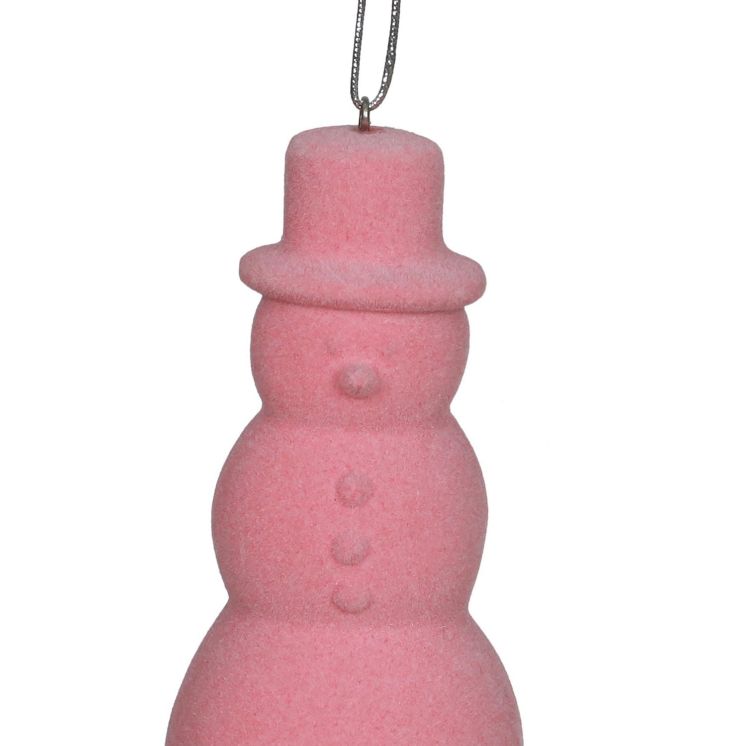 ORNEMENT DE BONHOMME DE NEIGE FLOQUÉ ROSE