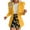 Yellow, variant on WXLWZYWL Womens Suits Blazer and Skirts Print Long Sleeve Turndown Collar Casual Short Skirt Suits Pink
