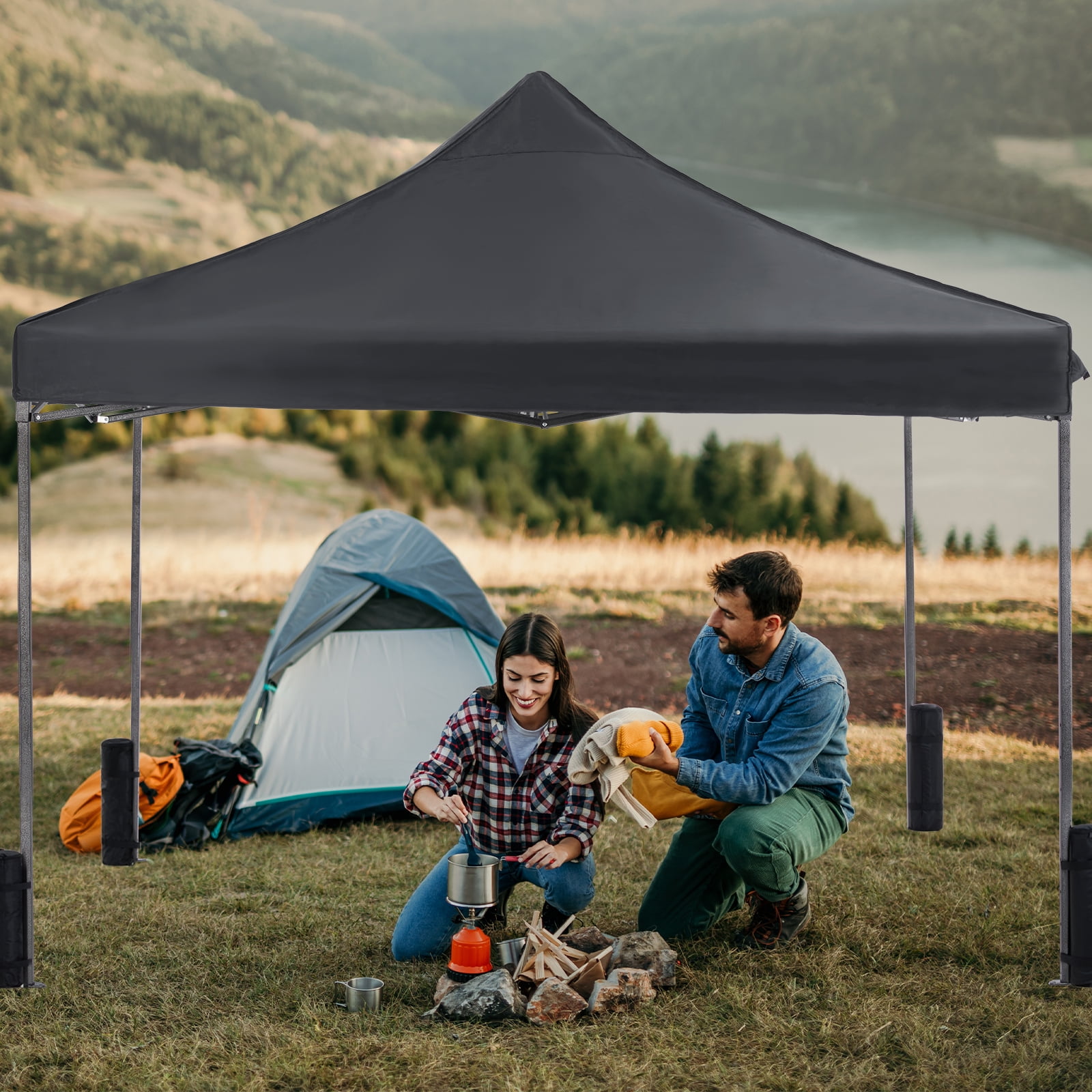 GIANNA 10x10 FT Pop Up Canopy Tent with Slant Legs and Carrying Bag, Easy Setup Outdoor Shelter for Patio, Garden, Beach, Grey