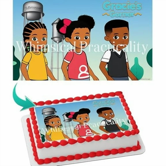 Gracie’s Corner Birthday Cake Topper – Quarter Sheet Size – Featuring Gracie & Friends – Vibrant Party Decoration for Kids' Celebrations