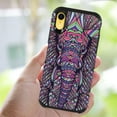 thumbnail image 7 of FINCIBO Purple Hybrid Case Hard Plastic TPU Slim Back Cover for Apple iPhone XR 6.1", Elephant Head Aztec, 7 of 7