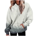 thumbnail image 2 of Womens Tops Plus Size Gradient Print Hooded Long Sleeved Pocket Long Top Fall Winter Sweatshirt Gray S, 2 of 5