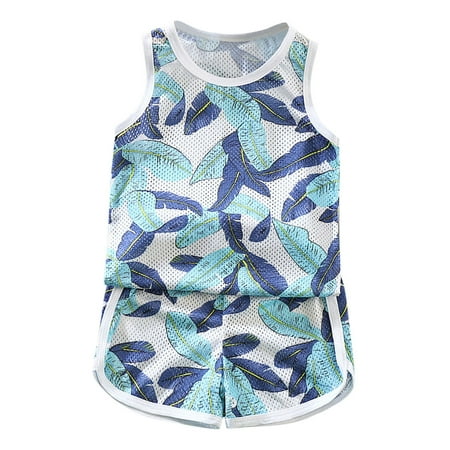 

Boys Sweats Set Toddler Kids Baby Boys Girls Sleeveless Cartoon Dinosaur Floral Vest T Shirt Tops Shorts 2Pcs Set Summer Tracksuit Sleepwear Outfits Baby 4