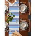thumbnail image 2 of ERUNPONLY Blue Ombre Striped Table Runner - 60 Inch Long Farmhouse Stripes Simple Art Cotton and Linen Blended Dress Scarves Farmhouse Table Runner for Kitchen Dining, Coffee Table, 13"x60", 2 of 8