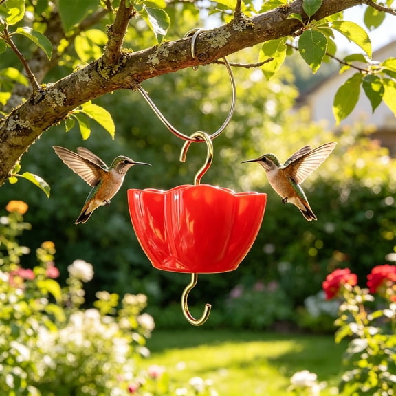 Hummingbird Water Feeder Set Outdoor Garden, Hanging Nectar Drinking Station, Decorative Patio Yard Wildlife Attractant for Home Courtyard 2 Pack