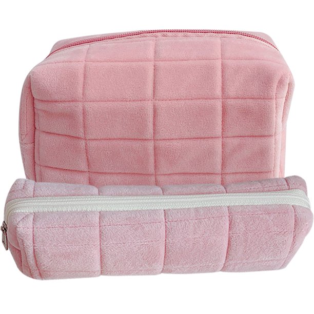 SHOWERORO 2Ud Bolsa Organizadora De Maquillaje Rosa Gran Capacidad Con Cierre Resistente Para Viaje Y Uso Diario