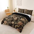 thumbnail image 2 of Homewish Antique Damask Autumn Flower Duvet Cover Queen for Kids, Brown Gothic Bat Queen Bedding, Black Reversible, 3pcs, 1 Duvet Cover and 2 Pillowcases, 2 of 5