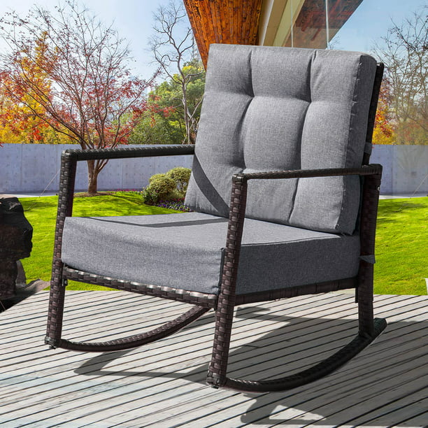 Patio Rocking Chairs Furniture Brown, Cushions For Outdoor Metal Rocking Chairs