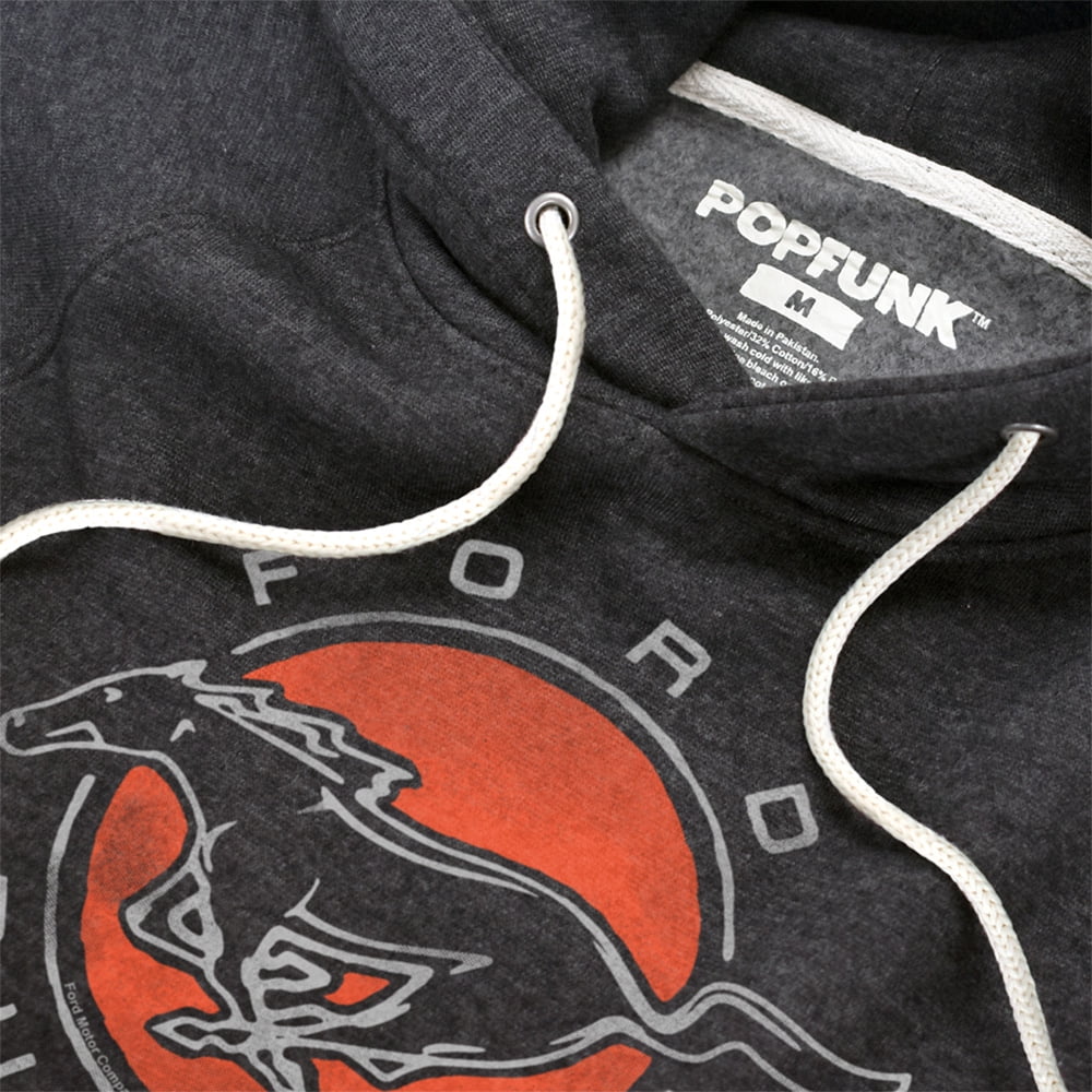 Ford Mustang Mustang Circle Unisex Adult Slim Fit Pull-Over Heather Hoodie, Charcoal, Small