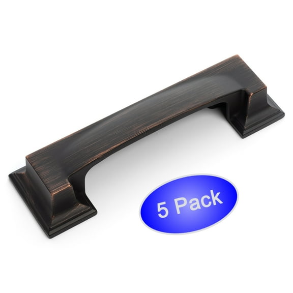 5 Pack - Cosmas 8103ORB Oil Rubbed Bronze Cabinet Hardware Cup Handle Pull - 3" Inch (76mm) & 3-3/4" Inch (96mm) Hole Centers